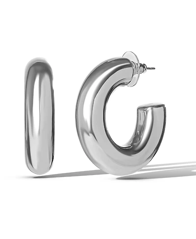 Jessica Simpson Mini Chunky Silver Hoop Earrings