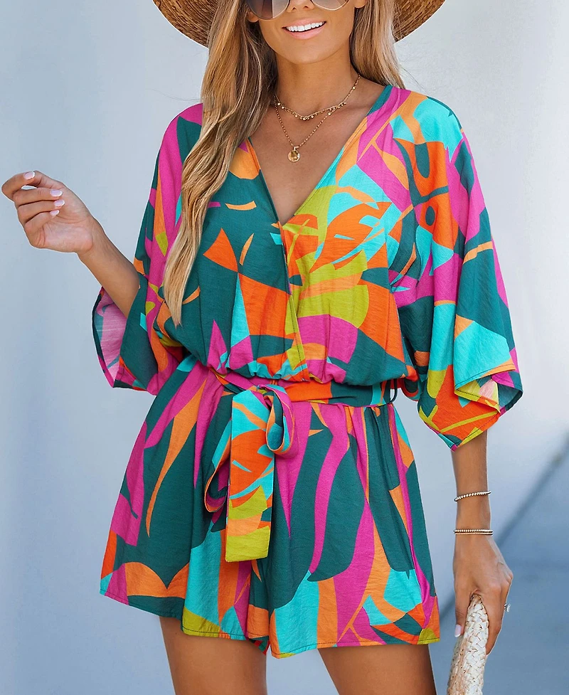 Cupshe Women's Wild Zephyr Tropical Romper