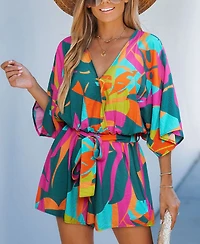 Cupshe Women's Wild Zephyr Tropical Romper