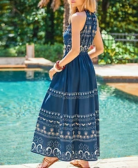 Cupshe Women's Embroidered Halter Maxi Beach Dress