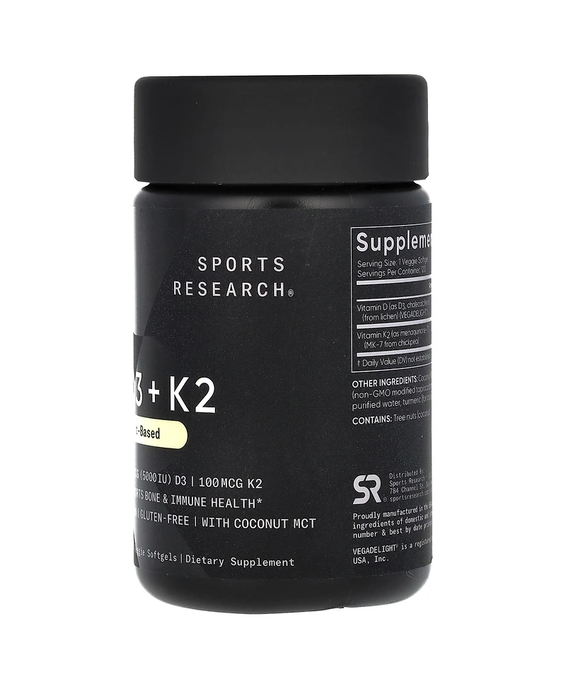 Sports Research D3 + K2 Plant-Based