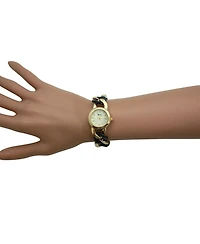 Olivia Pratt Navy Gold Chain and Tortoise Strap Women Watch