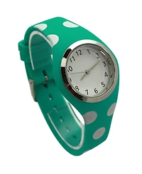 Olivia Pratt Mint Polka Dots Silicone Band Women Watch