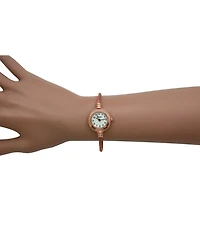 Olivia Pratt Rose Gold Thin Swirl Delicate Bangle Women Watch