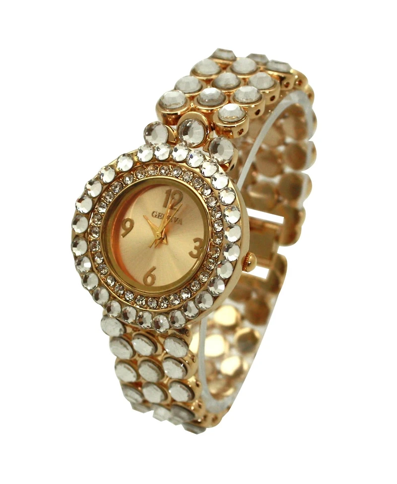 Olivia Pratt Gold Shiny Rhinestones Metallic Women Watch