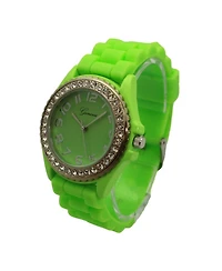 Olivia Pratt Lime Every Day Silicone and Rhinestones Colorful Women Watch