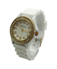 Olivia Pratt White Every Day Silicone and Rhinestones Colorful Women Watch