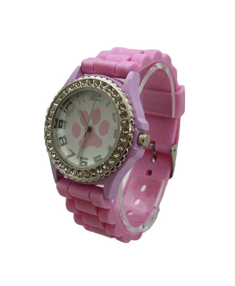 Olivia Pratt Lavender Every Day Silicone Paw and Rhinestones Colorful Women Watch