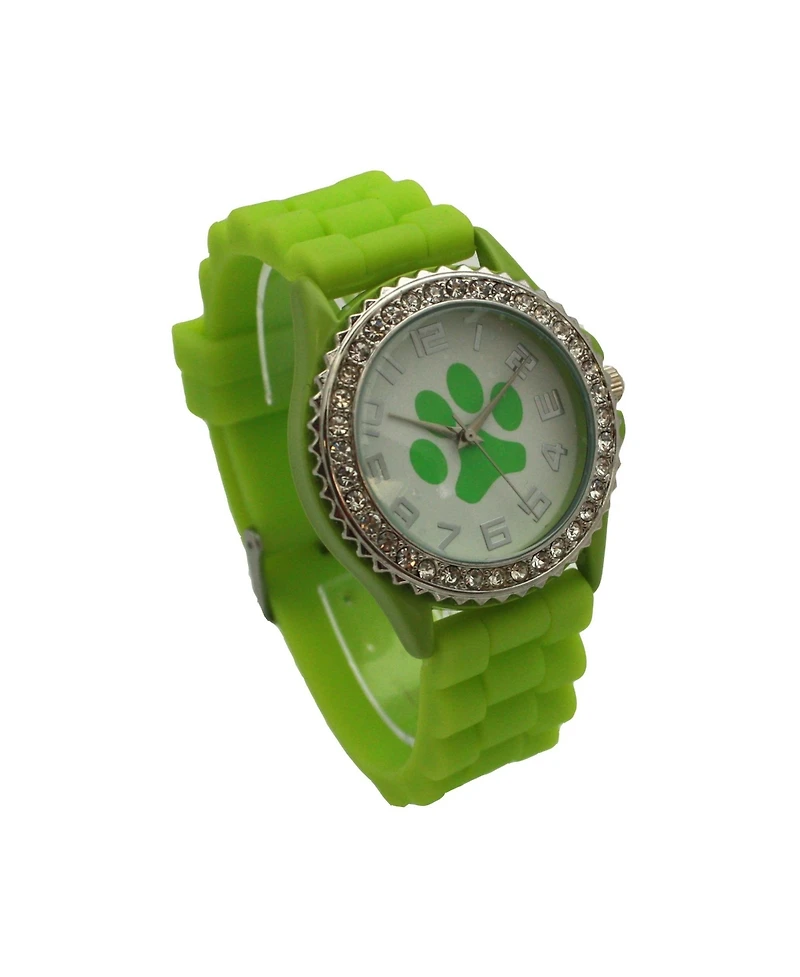 Olivia Pratt Lime Every Day Silicone Paw and Rhinestones Colorful Women Watch