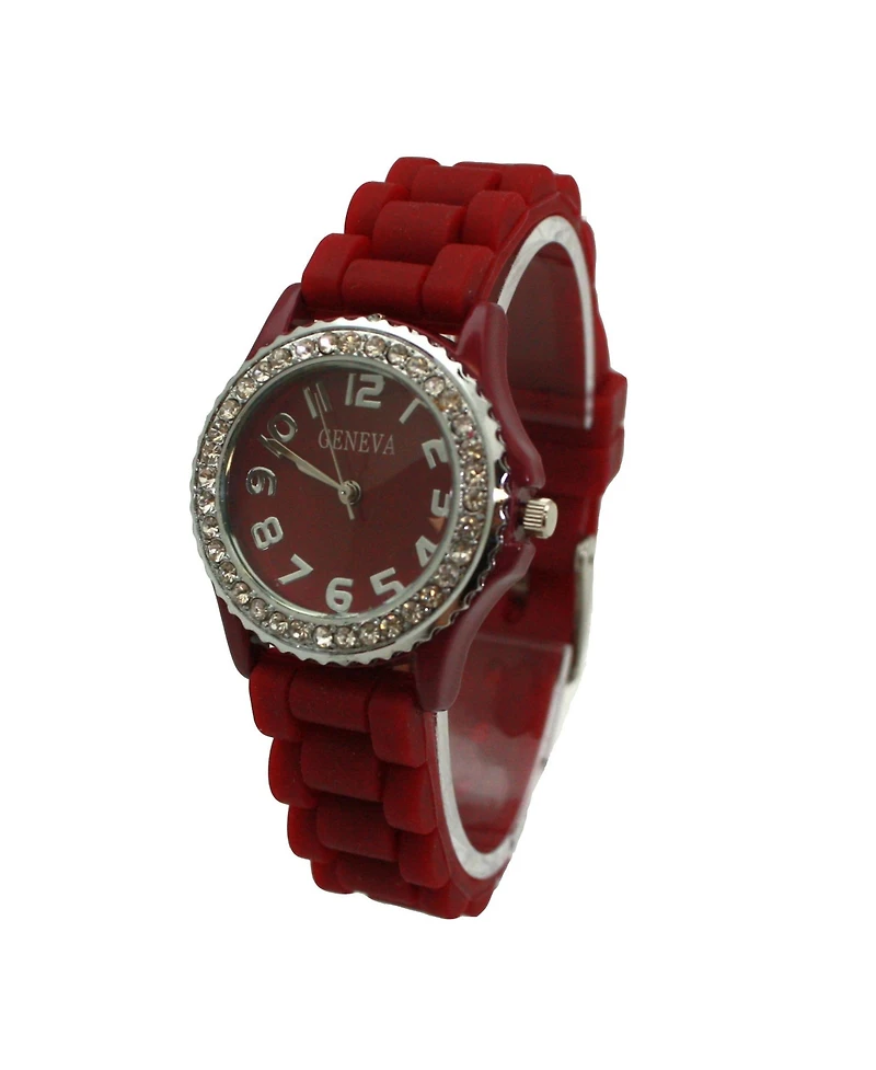 Olivia Pratt Every Day Thin Band Silicone and Rhinestones Colorful Women Watch