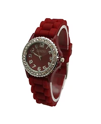 Olivia Pratt Every Day Thin Band Silicone and Rhinestones Colorful Women Watch