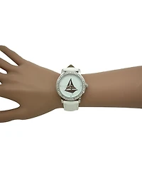 Olivia Pratt White Classic Style Sailboat Leather Strap Watch