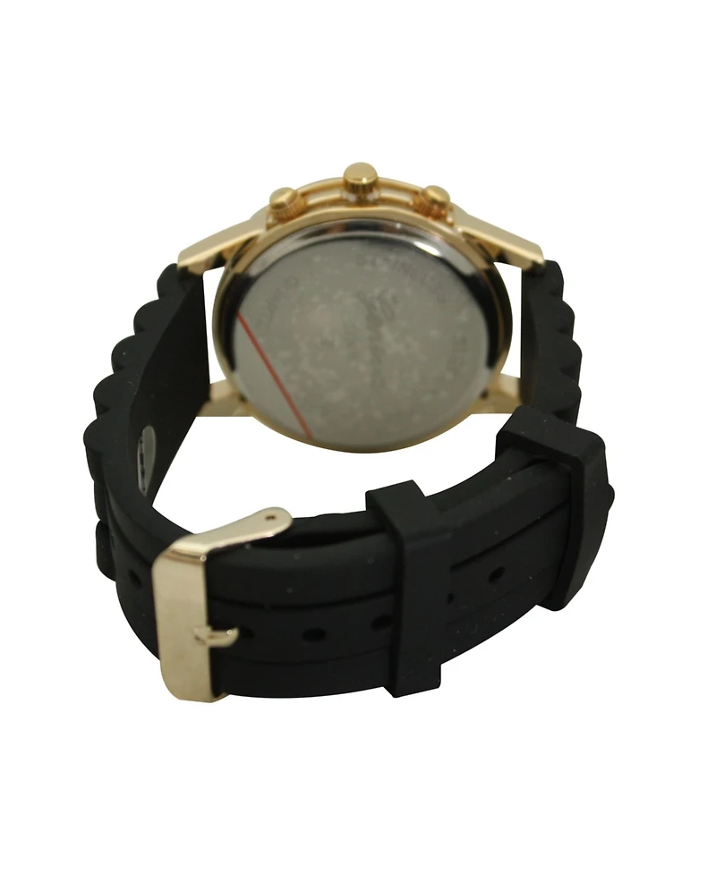 Black Rhinestone Bezel Silicone Strap Watch