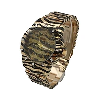 Gold Tiger Women's Animal Print Metal Watch