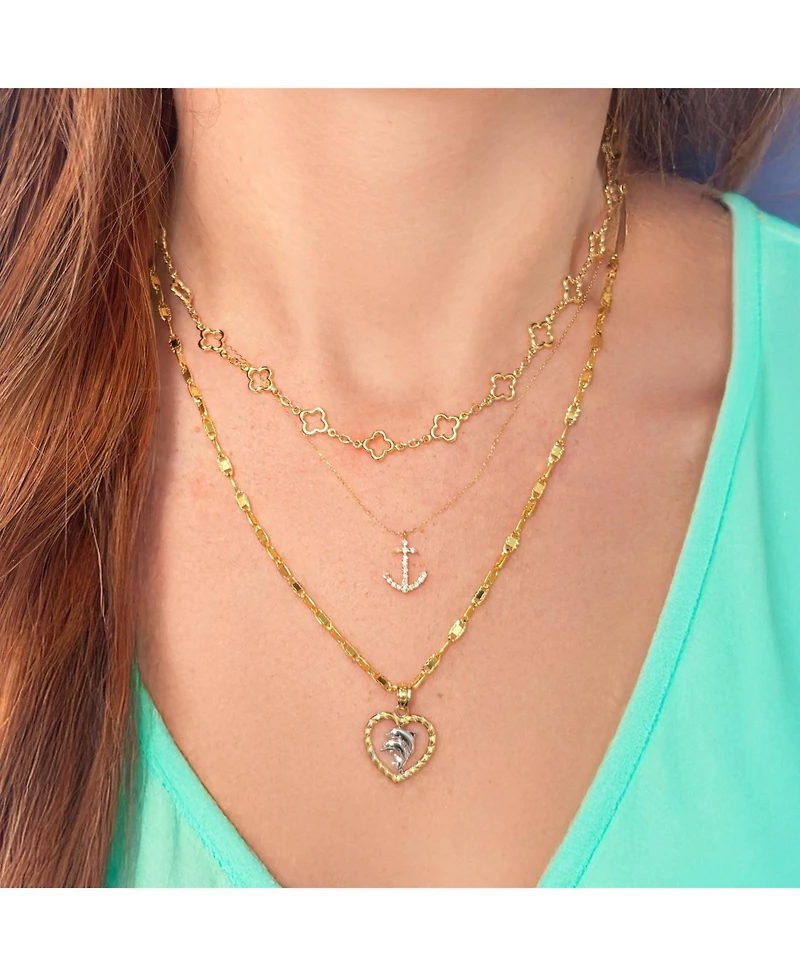 The Lovery Gold Double Dolphin Heart Charm 14K Gold