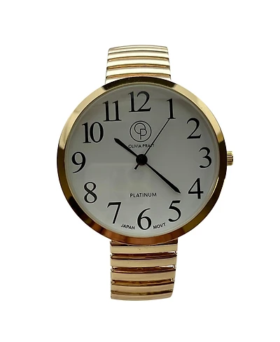 Olivia Pratt Gold Stretch Band Big Face Shiny Colors Women Watch