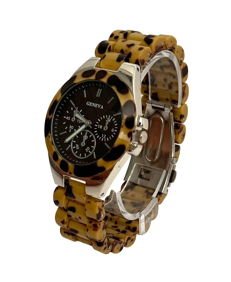 Olivia Pratt Cheetah Acrylic Band Every Day Women Watch