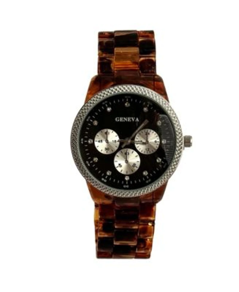 Olivia Pratt Brown Tortoise Acrylic Band Women Watch