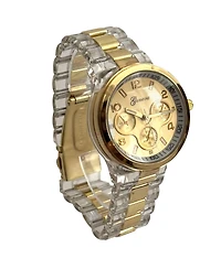 Olivia Pratt Gold Clear and Metallic Band Women Watch