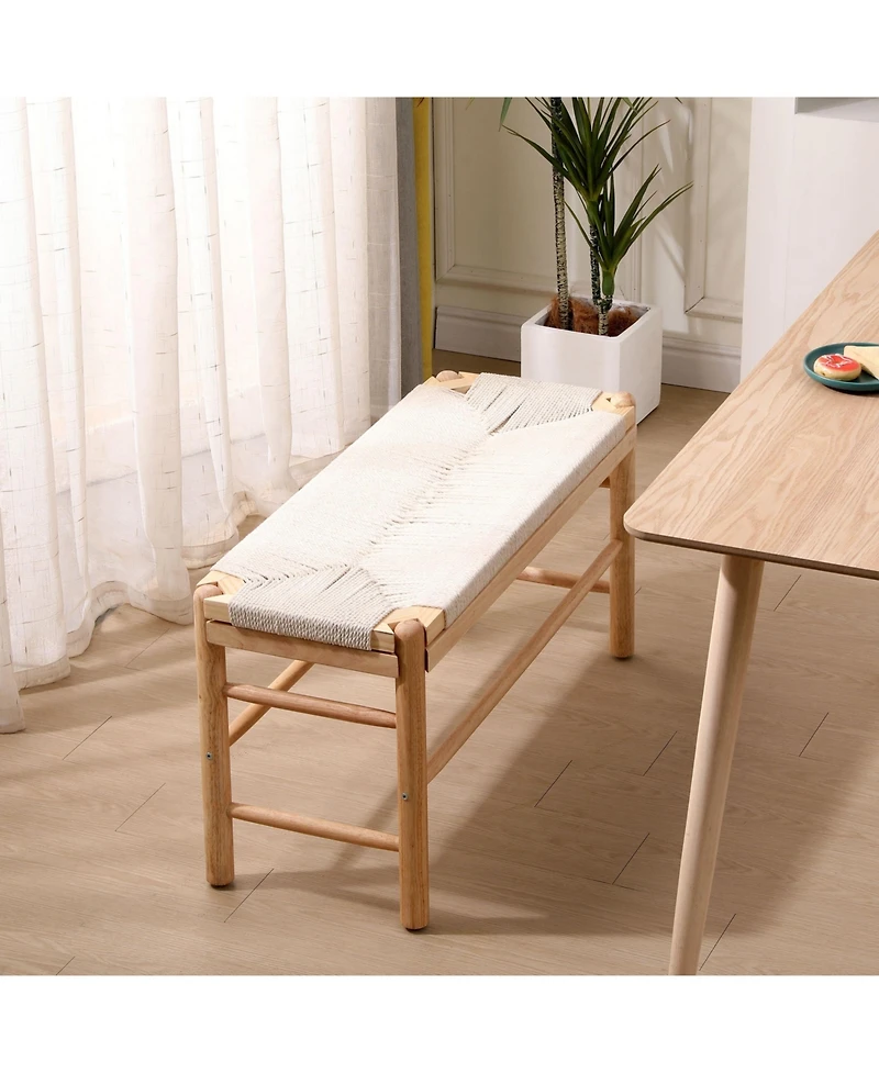 Nordlys - Rope and Wood Storage Bench Exotic Boho Entry
