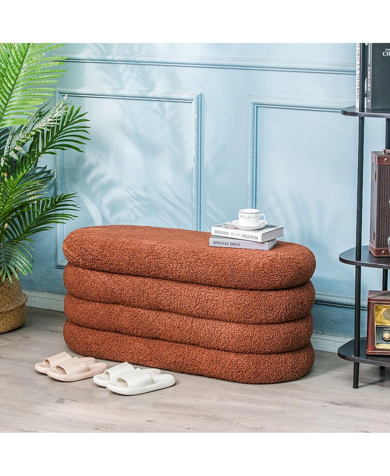 Nordlys - Terracotta Boucle Storage Bench Modern Design Style Upholstery Entry