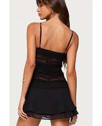 Edikted Women's Marcia Chiffon Lacey Mini Dress
