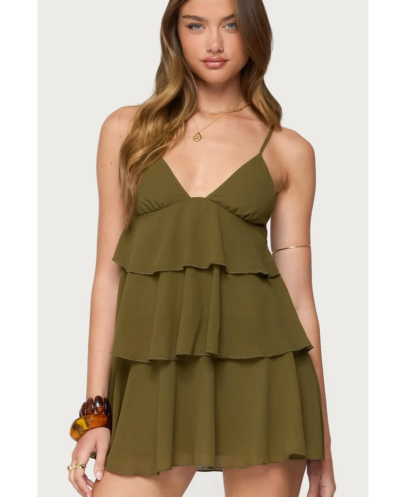 Edikted Women's Gwynne Chiffon Ruffled Mini Dress