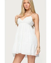 Edikted Womens Bianca Ruffle Tiered Babydoll Dress