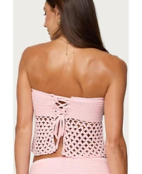 Edikted Women's Tahna Flower Strapless Crochet Top