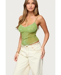 Edikted Women's Azelia Beaded Sheer Chiffon Top
