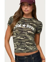 Edikted Women's Nika Camo Cowboys T Shirt