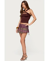 Edikted Womens Rivera Ring Cut Out Top