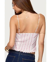 Edikted Women's Alaine Floral Striped Ruffle Tank Top