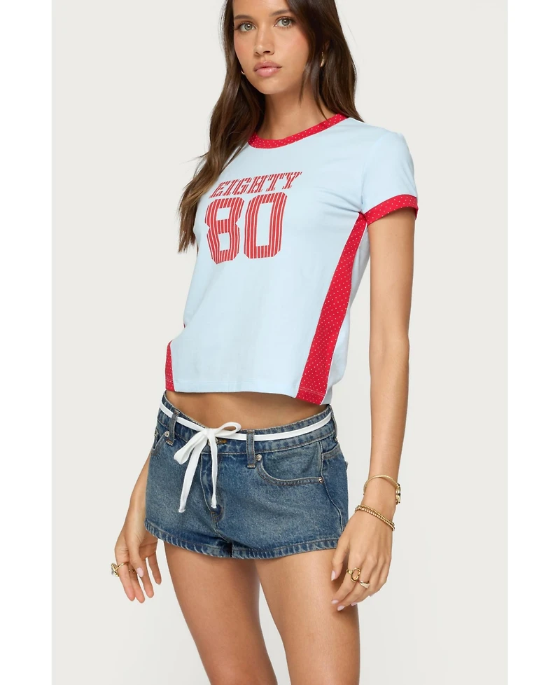 Edikted Womens Eighty Polka Dot Contrast T Shirt