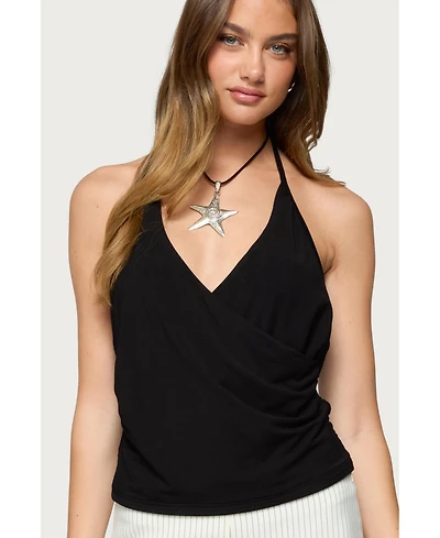 Edikted Womens Carmel V Neck Halter Top