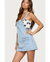 Edikted Women's Overall Denim Mini Dress