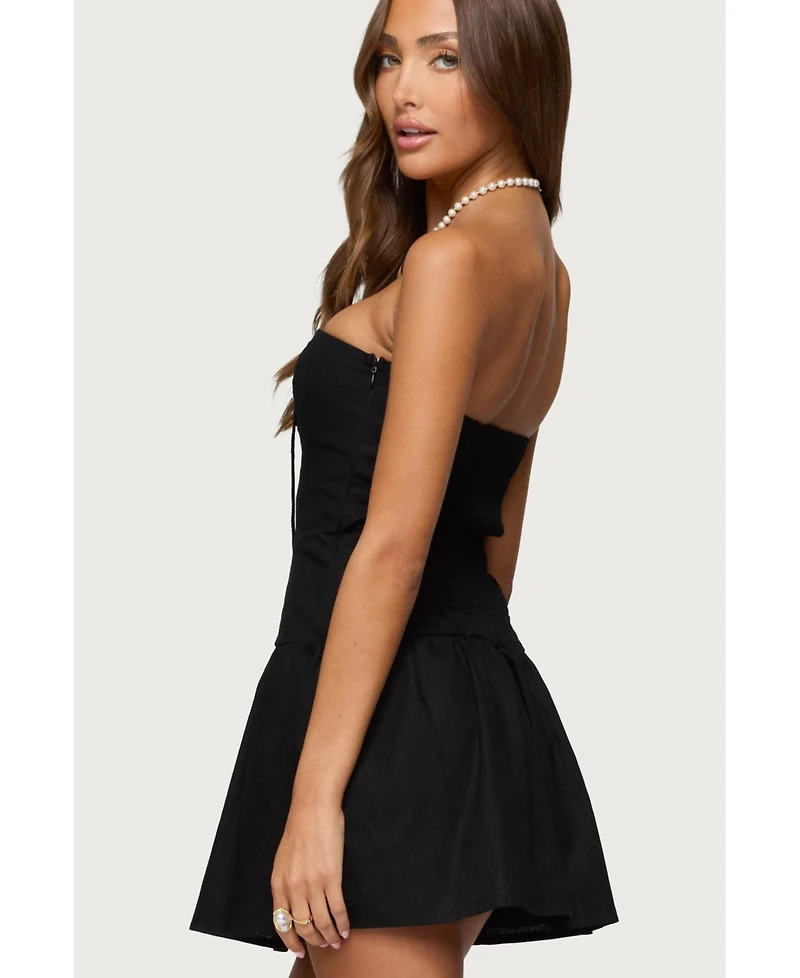 Edikted Women's Cecelie Strapless Drop Waist Mini Dress