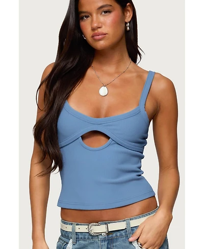Edikted Womens Karin Cut Out Ribbed Tank Top