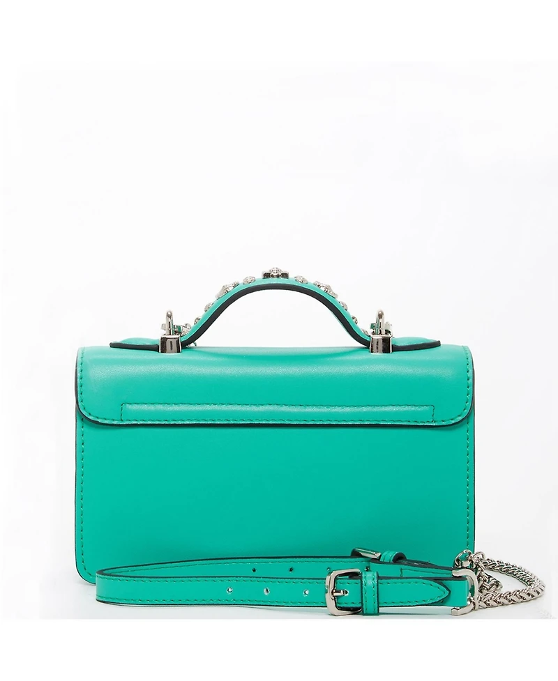 Susu Small Green Leather Crossbody Bag with Silver Studs Designer Purse for Women