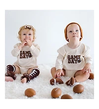 Sweet Wink Baby Girl and Boy Game Day Patch Long Sleeve Romper