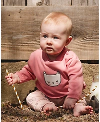 Deux par Baby Girl Cotton Pant with Top Set Pink Cat Print