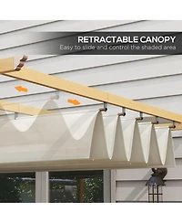 Outsunny 10'x10' Retractable Pergola with Wood Grain Aluminum Frame,