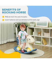 Qaba Rocking Horse for Toddles with Detachable Push Handle & Balance Board