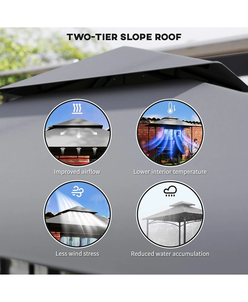 Outsunny 5' x 8' Grill Gazebo Canopy Replacement Cover Only,