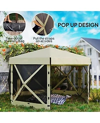 Outsunny 12' x 12' Hexagonal Pop Up Gazebo, Outdoor Canopy Tent,