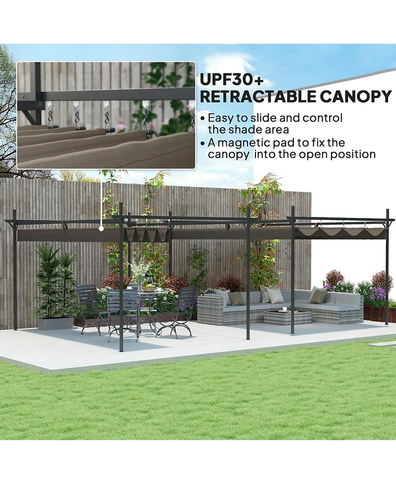 Outsunny 10' x 13' Metal Pergola with Retractable Canopy,