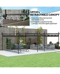 Outsunny 10' x 13' Metal Pergola with Retractable Canopy,