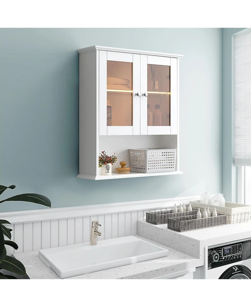 Vanirror Wall Mounted Medicine Cabinet with Glass Doors - Over Bathroom Storage for Bathroom, Bedroom, Living Room - Fully Assembled