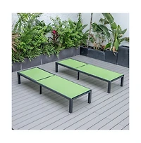 LeisureMod Marlin Patio Chaise Lounge Chair With Black Aluminum Frame