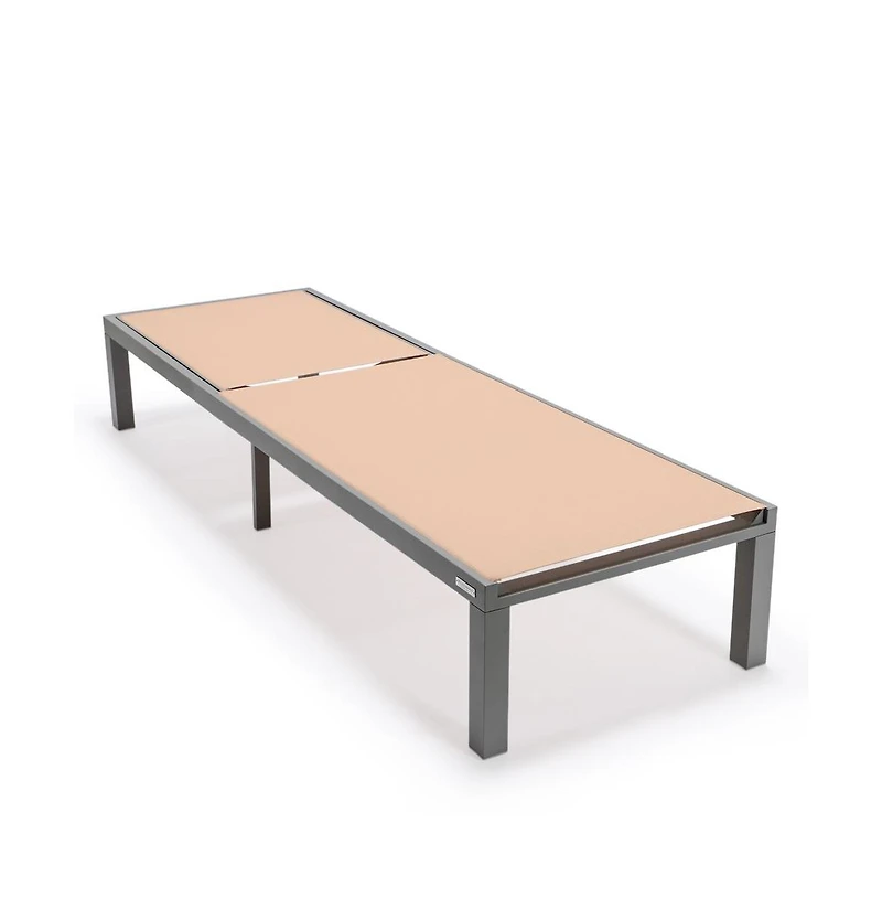 LeisureMod Marlin Patio Chaise Lounge Chair With Grey Aluminum Frame